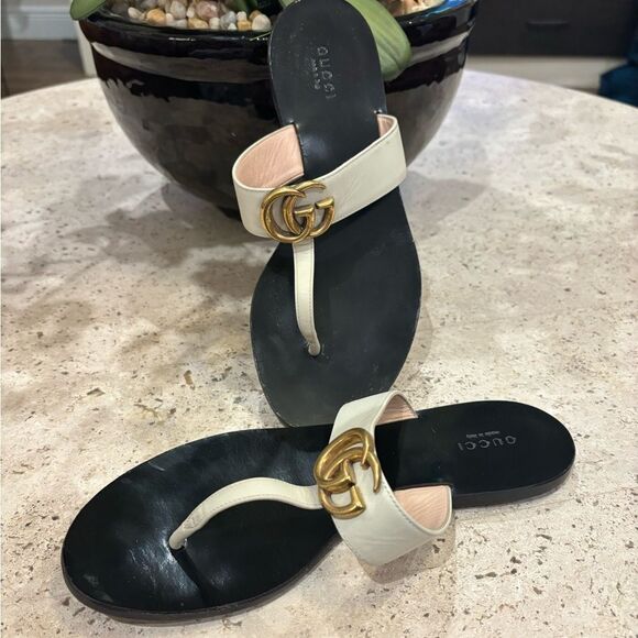 Gucci Marmont GG thong sandals 38 mystic white - Picture 1 of 6
